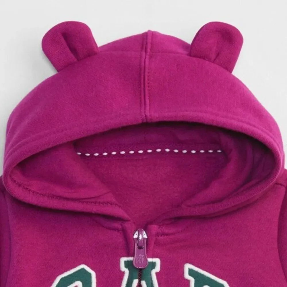 GAP Baby Jacket Embroidered Logo Full Zip Soft Fleece‎ Purple Hoodie  3-6Months
